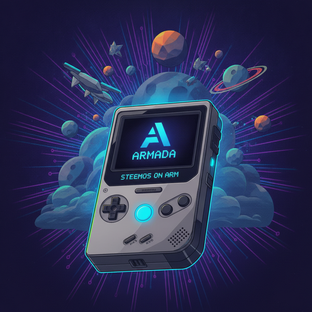 A sleek handheld gaming device displaying a game interface.